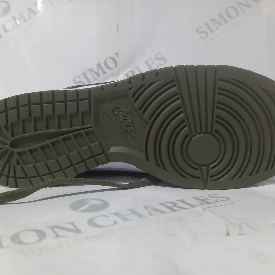 BOXED PAIR OF NIKE TRAINERS IN SAGE GREEN/WHITE UK SIZE 5.5