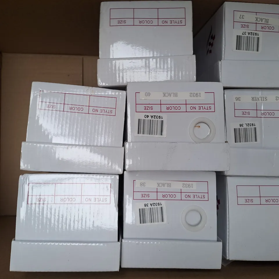 BOX OF APPROXIMATELY 10 ASSORTED PAIRS OF SHOES IN VARIOUS COLOURS, STYLES, AND SIZES