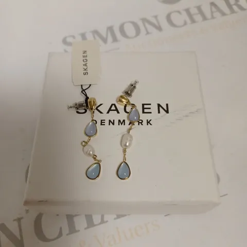 SKAGEN DENMARK SEA GLASS GOLD PLATED DROP EARRINGS