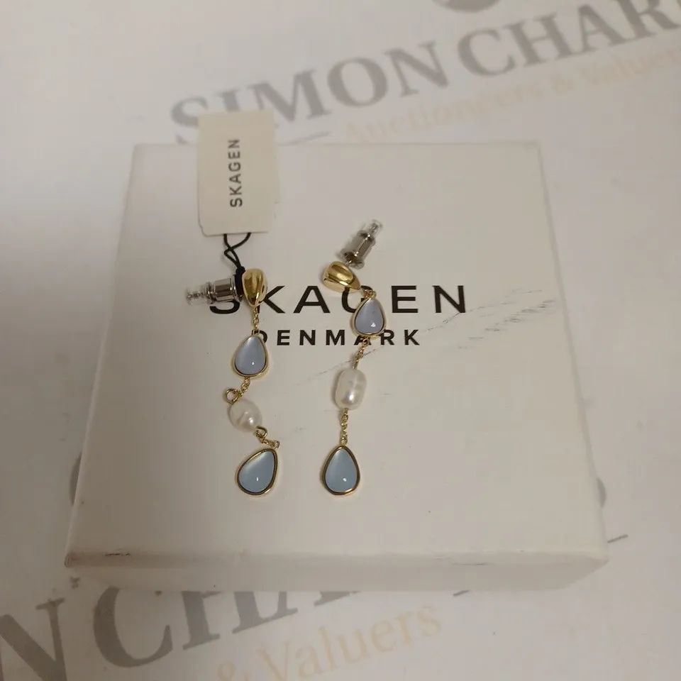 SKAGEN DENMARK SEA GLASS GOLD PLATED DROP EARRINGS 