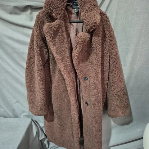 NEW LOOK WOMEN'S BROWN TEDDY BEAR COAT (FAUX SHEARLING), UK 20