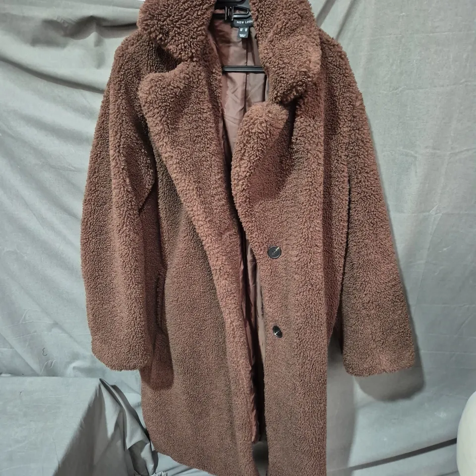 NEW LOOK WOMEN'S BROWN TEDDY BEAR COAT (FAUX SHEARLING), UK 20