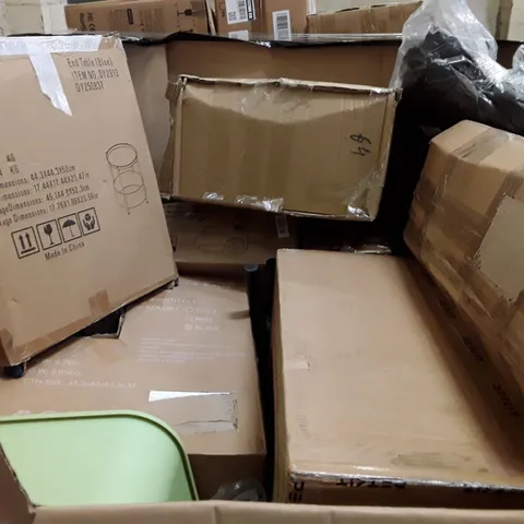 PALLET CONTAINING ASSORTED HOUSEHOLD PRODUCTS INCLUDING BLUE END TABLE, SELF-CLEANING CAT LITTER BOX, STEAM CLEANER & KIDS CAR SEAT