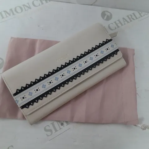 RADLEY LONDON PURSE IN CREAM WITH BLACK AND BLUE DETAILS INCLUDES PINK POUCH