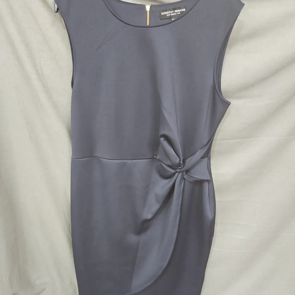 DOROTHY PERKINS NAVY DRESS, UK 16 (US 12) SLEEVELESS KNOT-WAIST