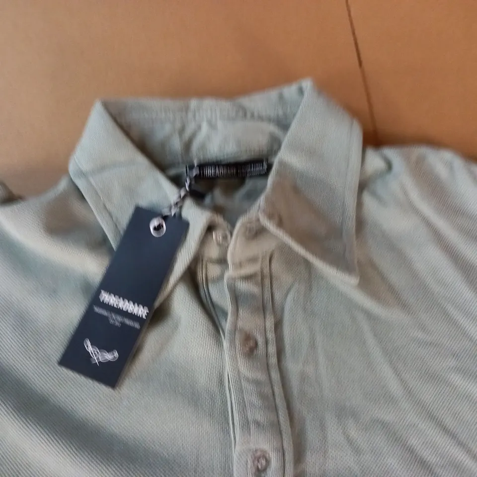 THREADBARE LONG SLEEVE MINT GREEN POLO - UK 14