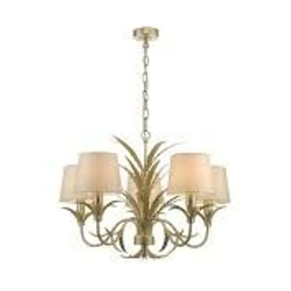 LAURA ASHLEY PALM LEAF 5 LIGHT GOLD CHANDELIER 