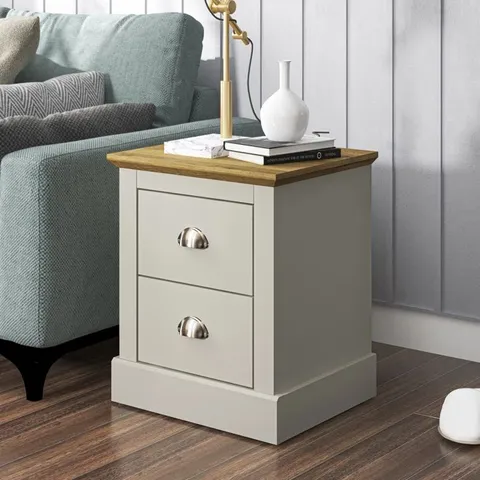 BOXED OCTAVE 2 DRAWER BEDSIDE TABLE - LIGHT GREY (1 BOX)