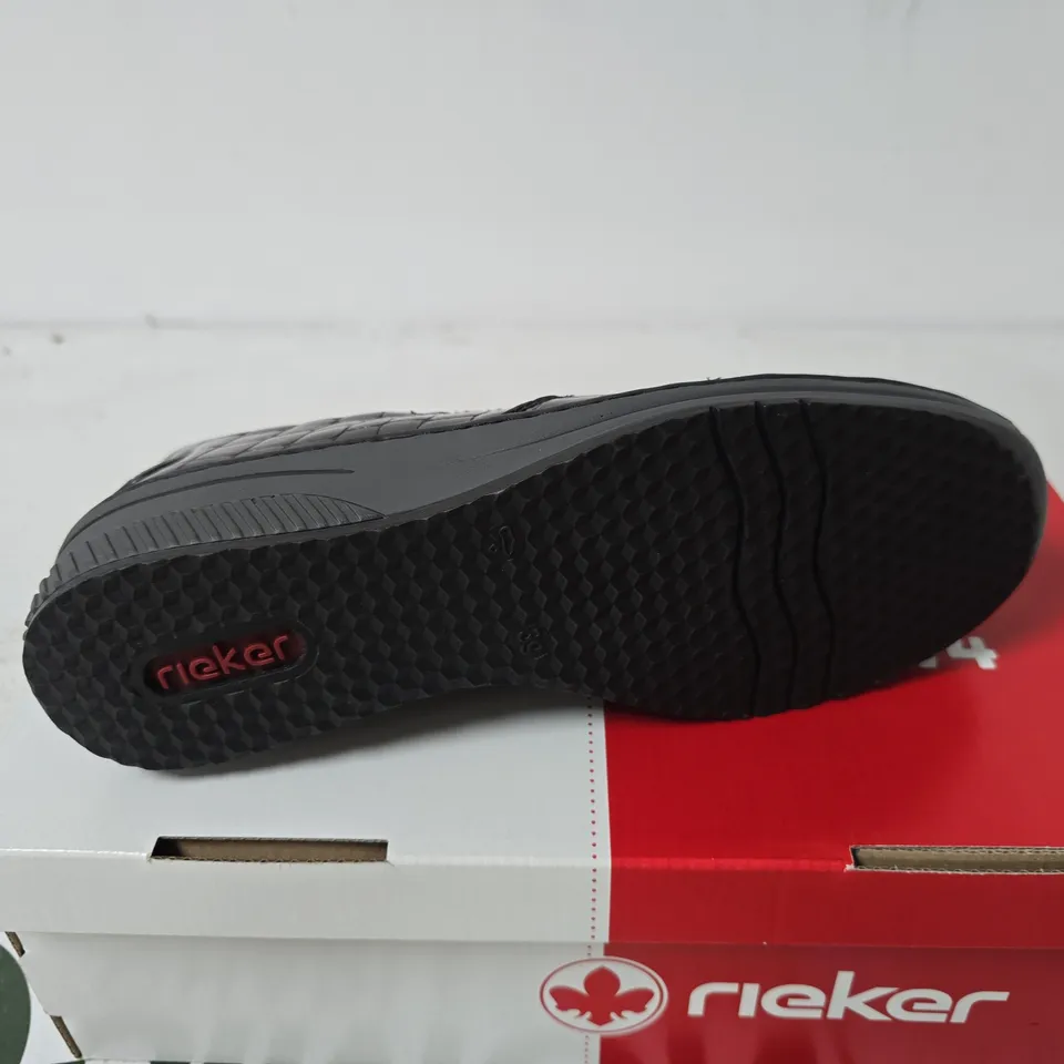 RIEKER CROC WEDGE SHOE BLACK UK 6 BOXED