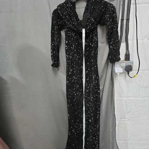 Club L London Black Sequin Maxi Dress/Jumpsuit – Evening Wear 