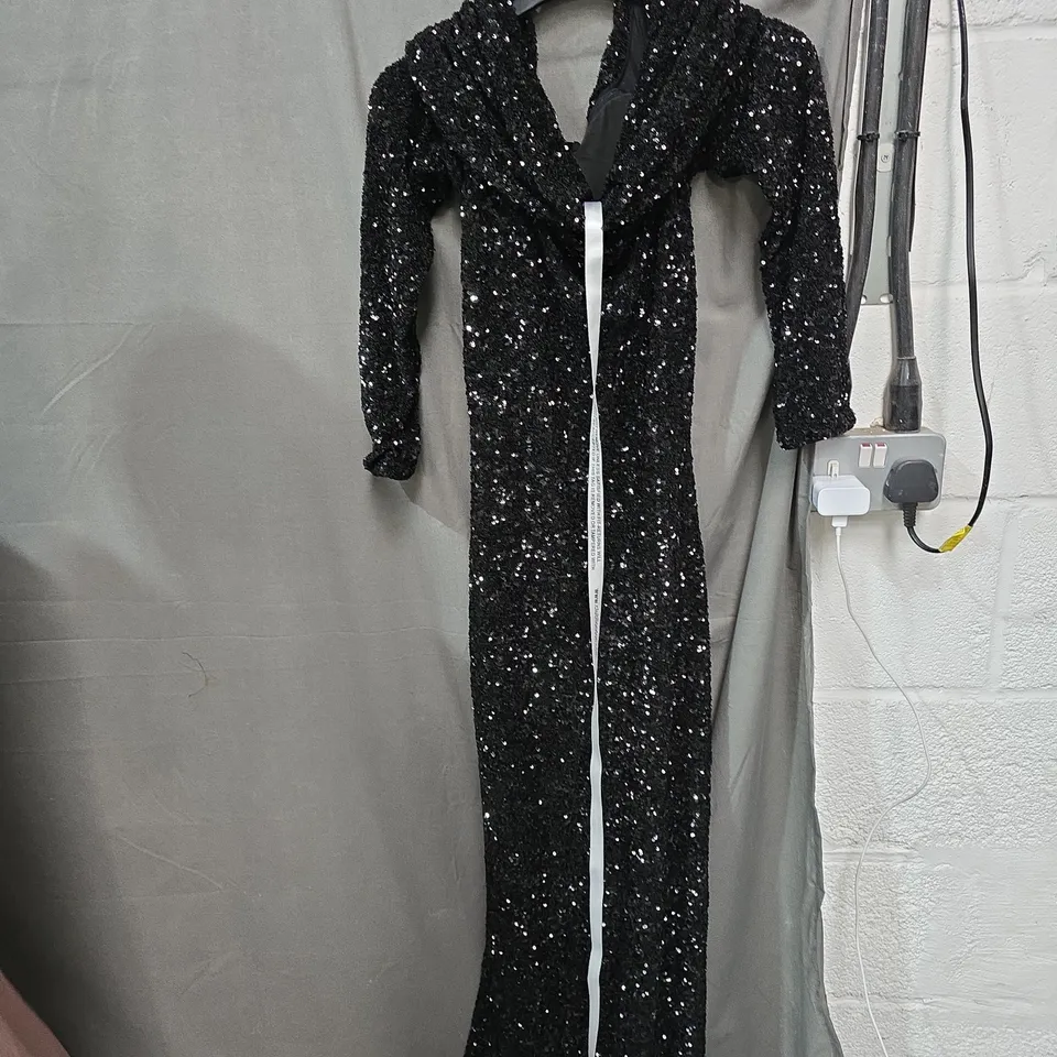 Club L London Black Sequin Maxi Dress/Jumpsuit – Evening Wear 