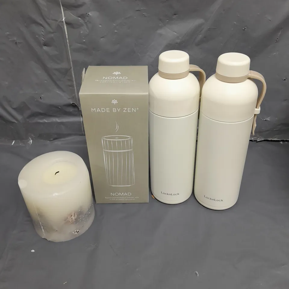 APPROXIMATELY 10 ASSORTED HOUSEHOLD PRODUCTS TO INCLUDE MADE BY ZEN, SCENTED CANDLES, LOCKABLE DRINKS CONTAINERS ETC 