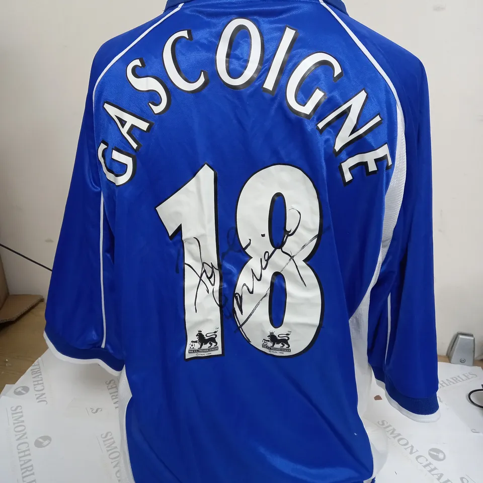 SIGNED PUMA EVERTON HOME SHIRT (2001/2002) - "GASCOIGNE 18"