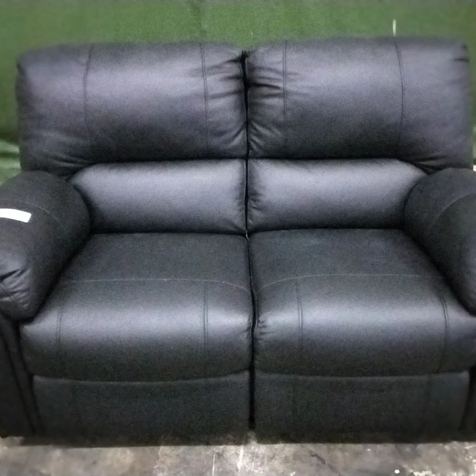 DESIGNER BLACK FAUX LEATHER RECLINING TWO SEATER SOFA