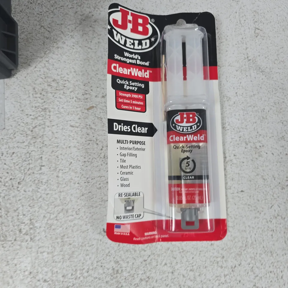 TOTE OF APPROXIMATELY 14 ASSORTED ITEMS TO INCLUDE: JB WELD