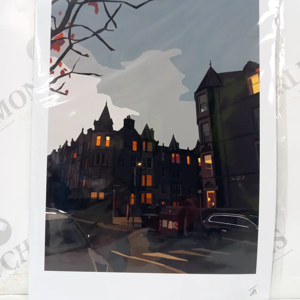 SIGNED URBAN NIGHT TIME ART PRINT
