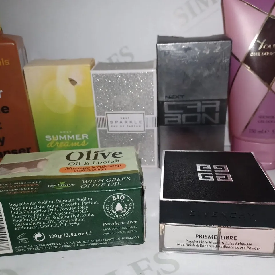 LOT OF APPROX 20 ASSORTED BEAUTY PRODUCTS TO INCLUDE NEXT SPARKLE EDP, GIVENCHY PRISME LIBRE LOOSE POWDER #7 VIOLE ROSE, ONE DIRECTION YOU&I SHOWER GEL, ETC 