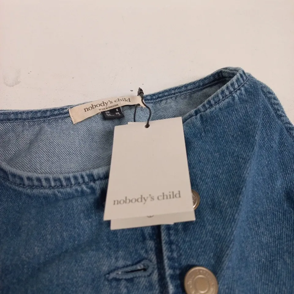 NOBODY'S CHILD EMERALD WAISTCOAT - DENIM BLUE, UK 8 (EU 36)