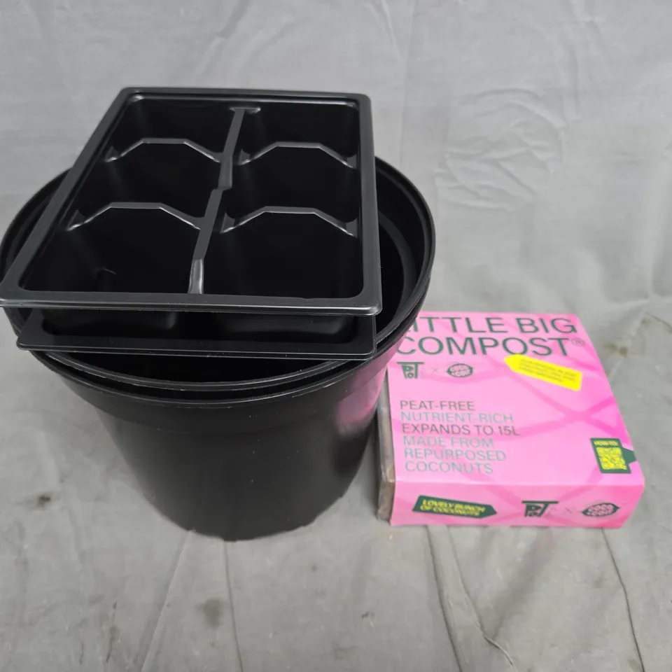 LITTLE BIG COMPOST KIT WITH BLACK GARDEN BIN & SEGMENTED INSERT TRAY (BOXED)