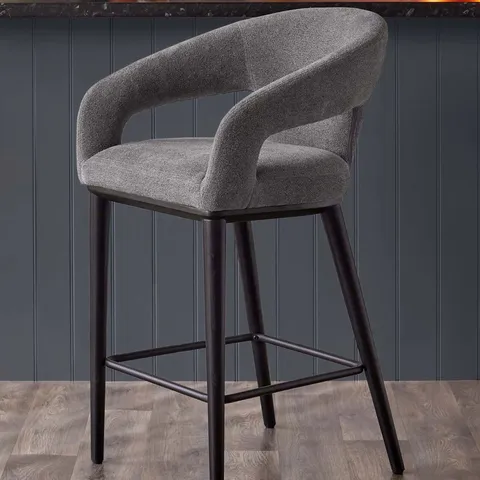 BOXED DANETTI HEATH DARK GREY BOUCLE BAR STOOL