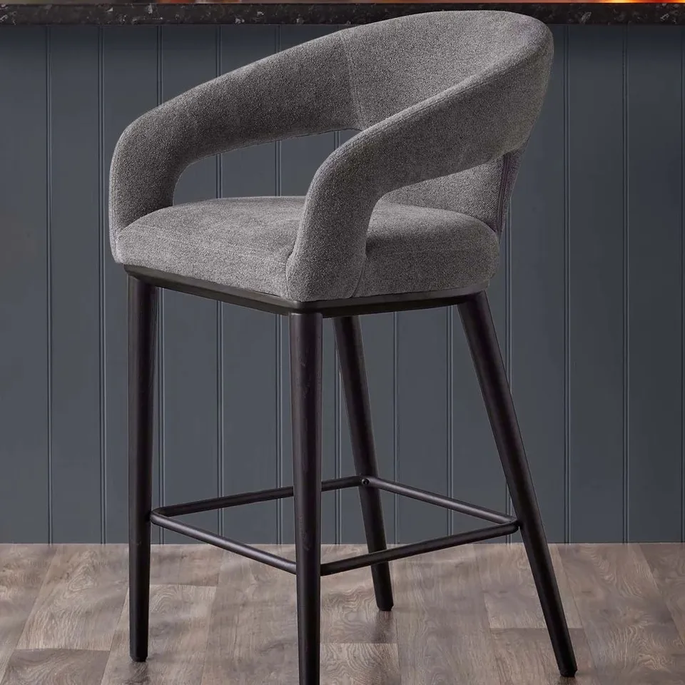 BOXED DANETTI HEATH DARK GREY BOUCLE BAR STOOL