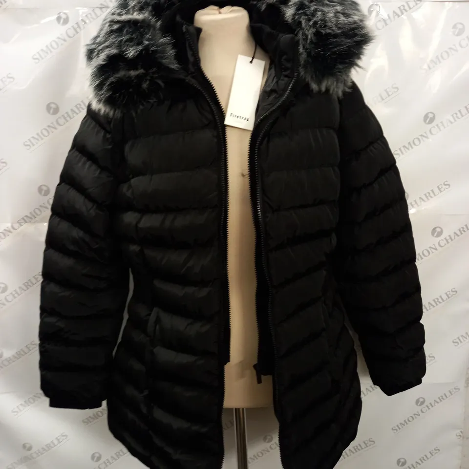 FIRETRAP WOMENS PADDED MID JACKET IN BLACK - UK 14