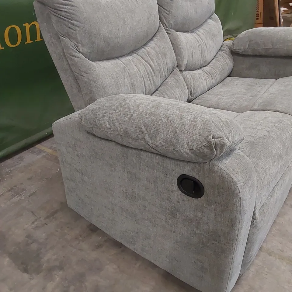 QUALITY DESIGNER OWN 2-SEATER MANUAL RECLINING FABRIC UPHOLSTERED SOFA - GREY