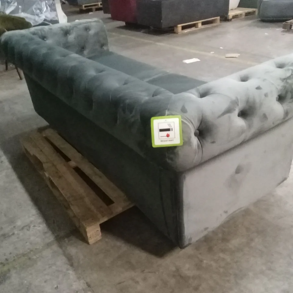 QUALITY DESIGNER 3 SEATER CHESTERFIELD SOFA BED - CHARCOAL VELVET