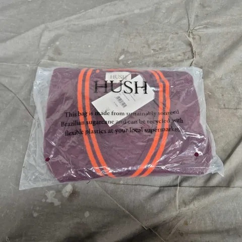 HUSH MERINO WOOL V-NECK STRIPE JUMPER – BURGUNDY PURPLE MIX, M/L