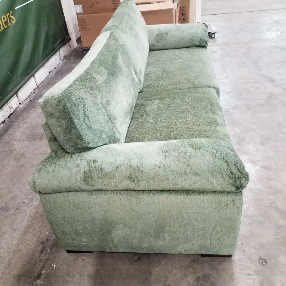 QUALITY DESIGNER SALERNO STANDARD 4 SEATER SOFA - OLIVE GREEN FABRIC