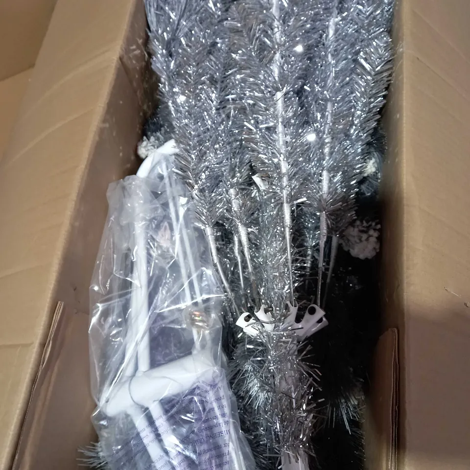 7FT SILVER GREY SPARKLE CHRISTMAS TREE WITH FROSTED TIPS - COLLECTION ONLY RRP £149.99