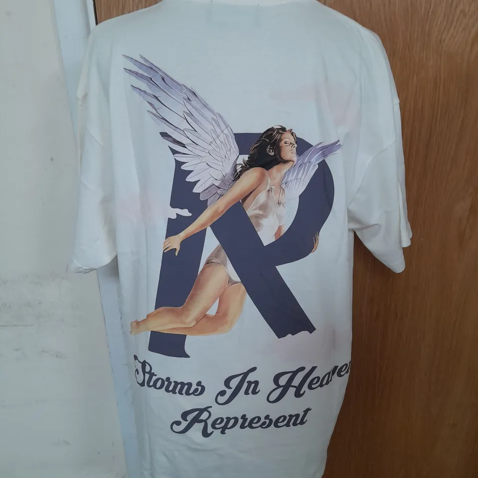 REPRESENT STORMS IN HEAVEN T-SHIRT IN FLAT WHITE SIZE S