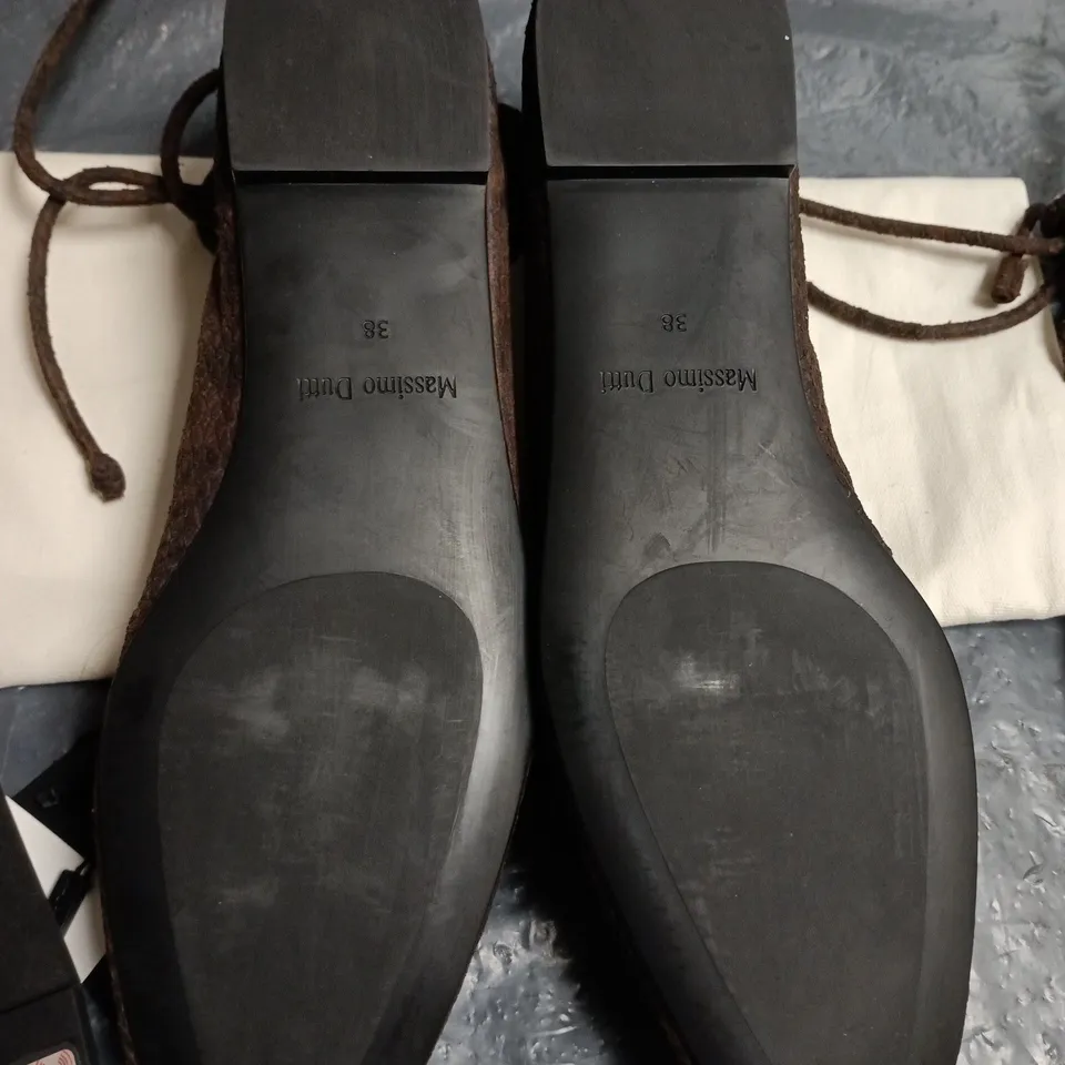 MASSIMO DUTTI BROWN STRING DETAIL SLIP ON SHOES - UK 5