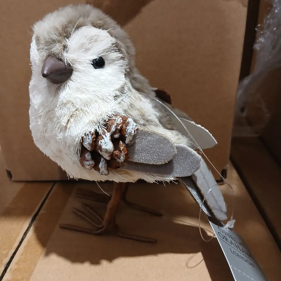 SIX GISELLA GRAHAM LONDON BIRD ORNAMENT WITH PINE CONE ACCENT