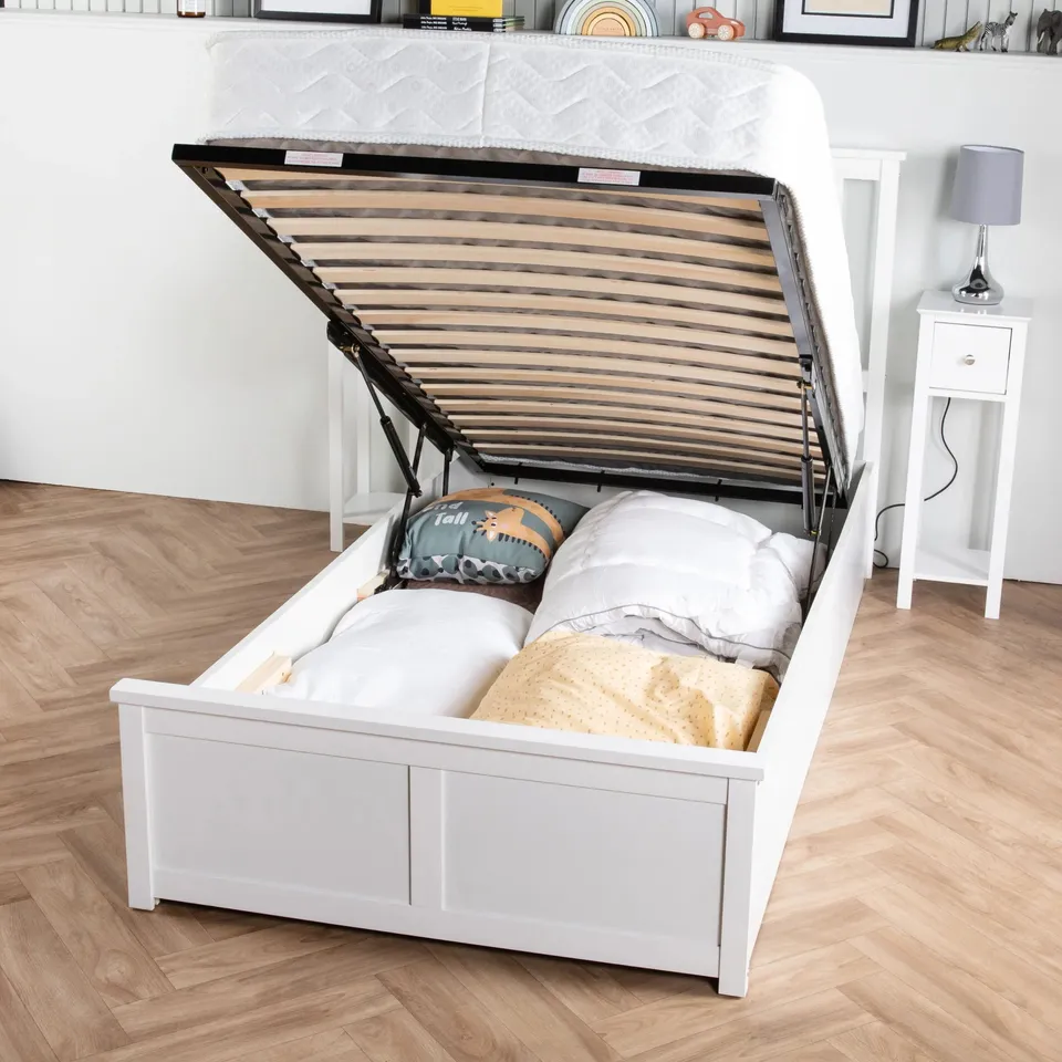 BOXED WOODEN OTTOMAN BED FRAME /SINGLE [2 BOXES]