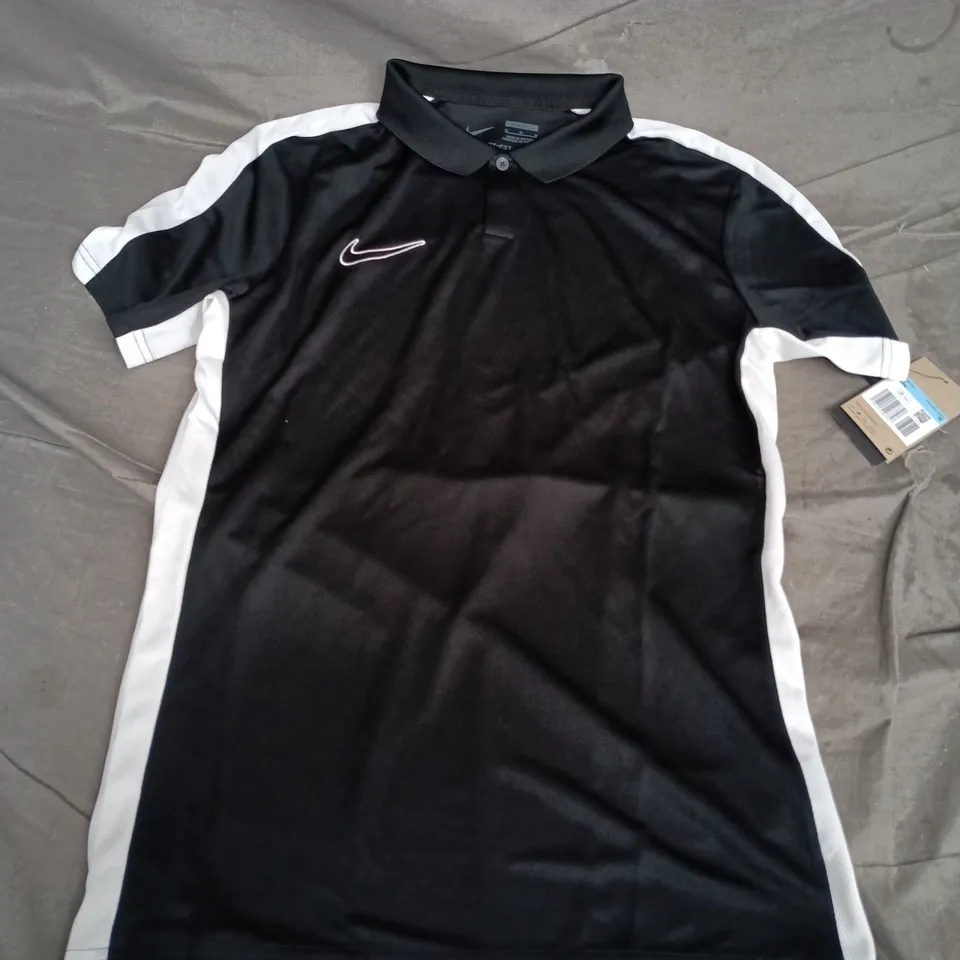 NIKE SLIM FIT POLO SHIRT - BLACK WITH WHITE SIDE PANELS, MEN'S SIZE M