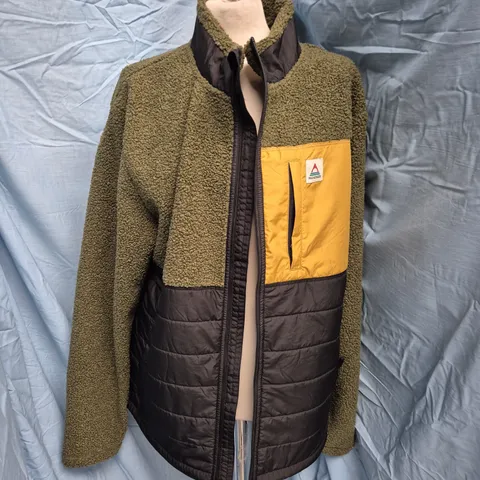 PASSENGER KHAKI FLEECE JACKET WITH MUSTARD POCKET – UK XL