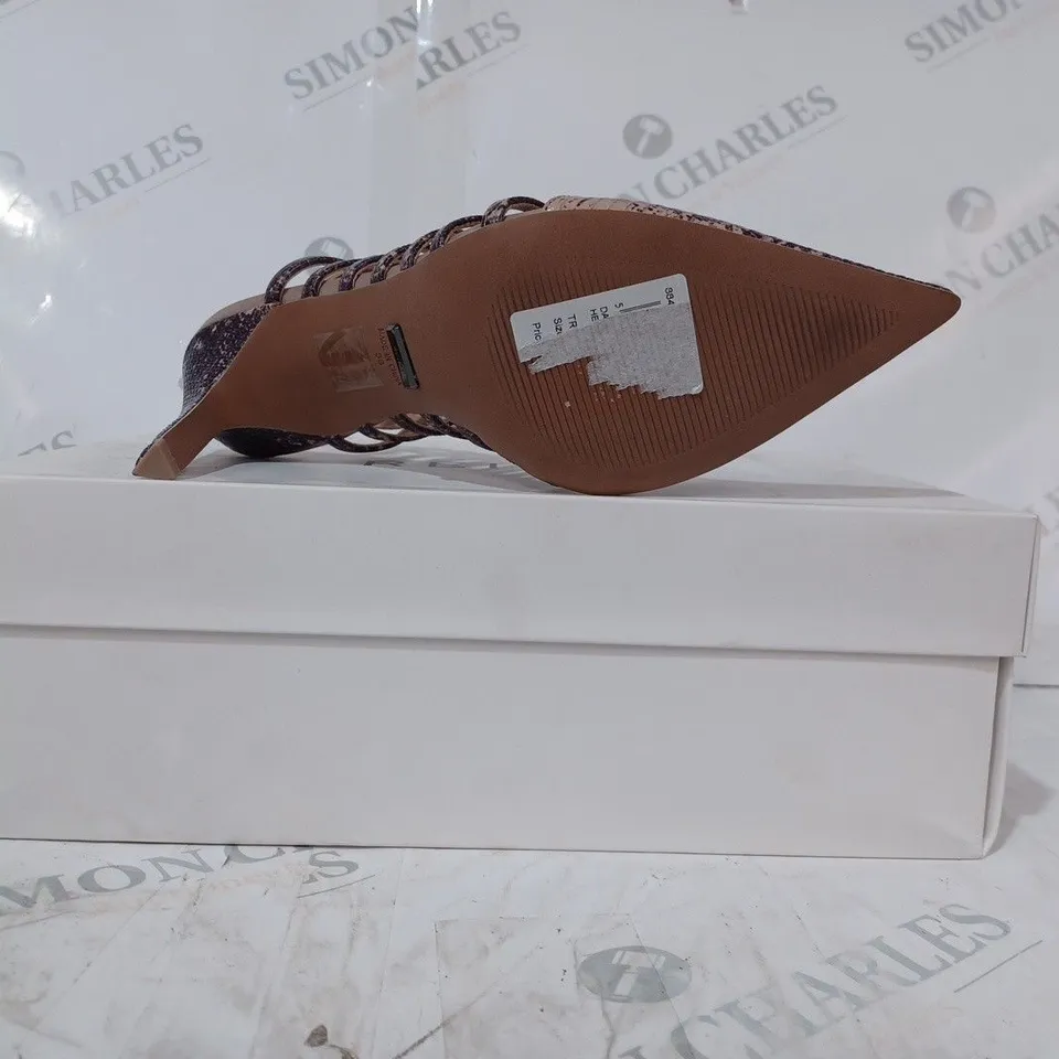 BOXED PAIR OF REISS DAPHNE SLINGBACK HEELS IN TRUFFLE SIZE 5