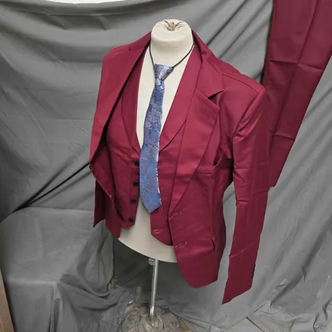TAILOR MADE CHILDS 3PC SUIT WITH TIE BURGUNDY SIZE UNSPECIEFIED 