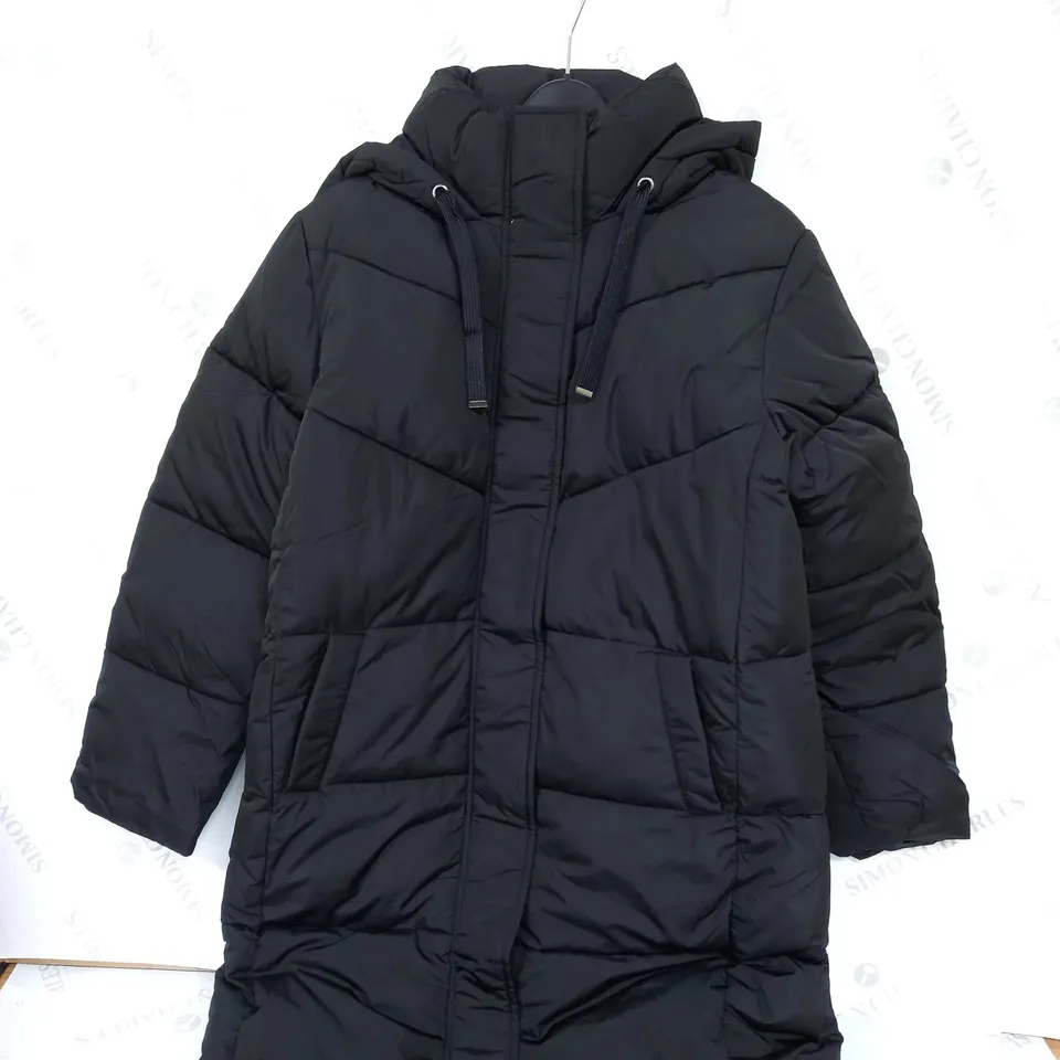 NEW LOOK LONGLINE HOODED PUFFER COAT IN BLACK - UK SIZE 10