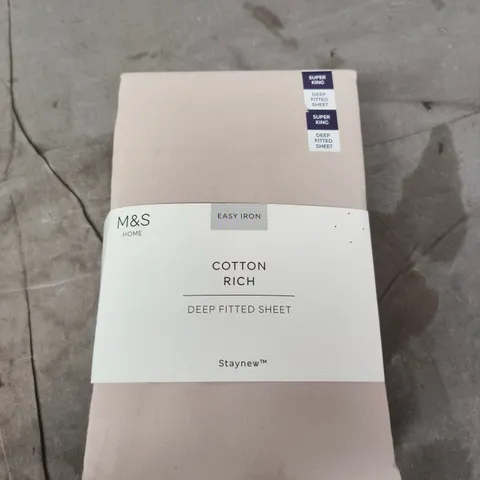 M&S HOME COTTON RICH DEEP FITTED SHEET - SUPER KING