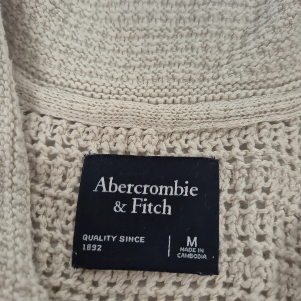 ABERCROMBIE & FITCH KNIT CARDIGAN, BEIGE, MEN'S, SIZE M