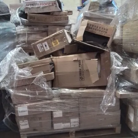 PALLET OF ELECTRICAL ITEMS AND HOUSEHOLD GOODS TO INCLUDE;CORDLESS DRIVER DRILL,SUITCASE,SET OF CHAIRS WITH TABLE