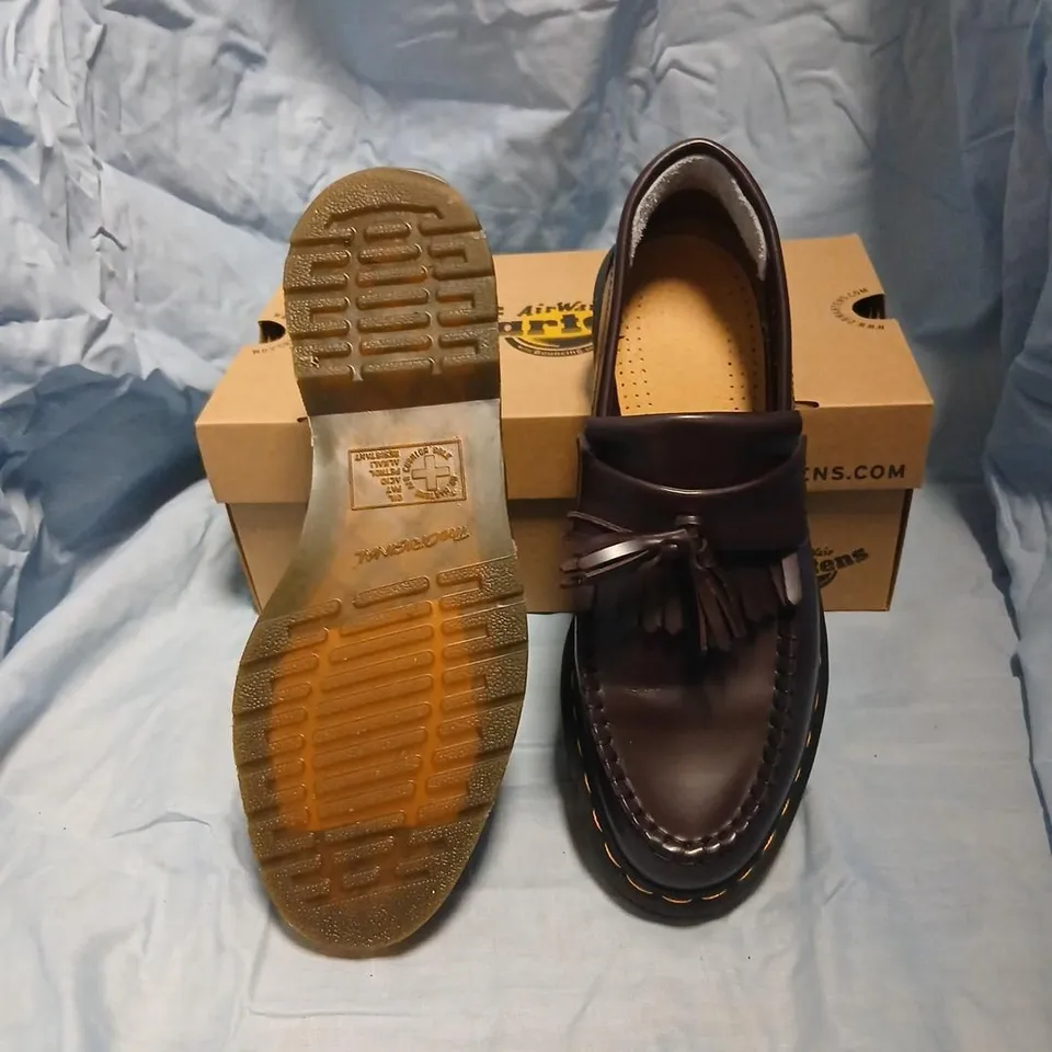 DR. MARTENS ADRIAN YS BURGUNDY SMOOTH LEATHER LOAFERS – UK 8