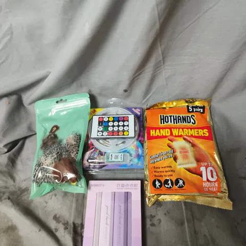 APPROXIMATELY 15 ASSORTED HOUSEHOLD ITEMS TO INCLUDE HOTHANDS HAND WARMERS, BIRD CAT TOYS AND DOUBLE SIDED DOT TAPE