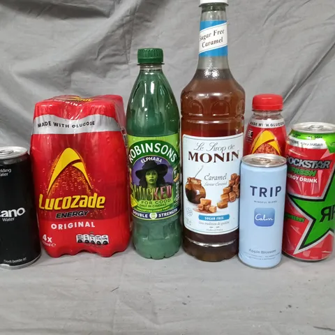 LOT OF APPROXIMATELY 15 ASSORTED RINKS TO INCLUDE LUCOZADE, TRIP AND CANO