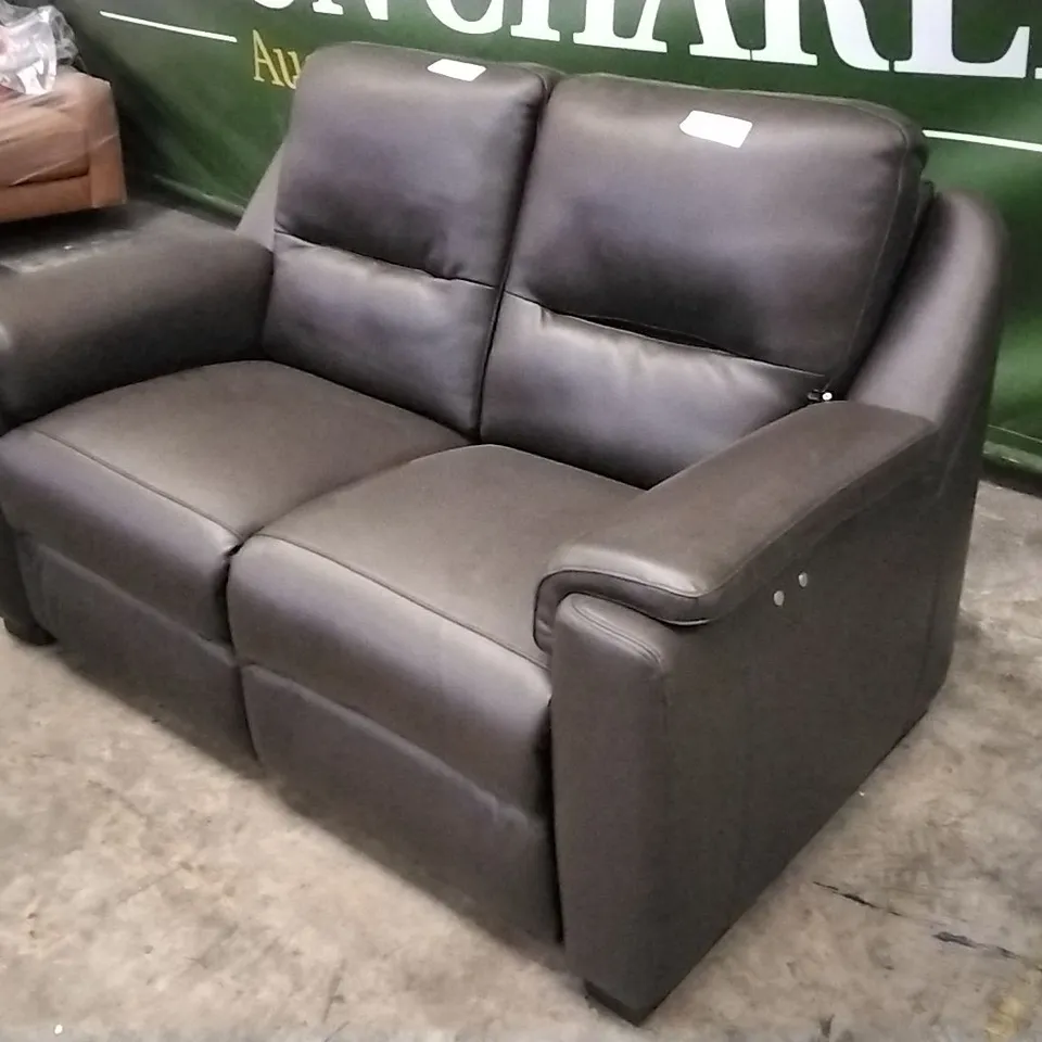 QUALITY ITALIAN DESIGNER AVOLA POWER RECLINER LOVESEAT CHOCOLATE LEATHER