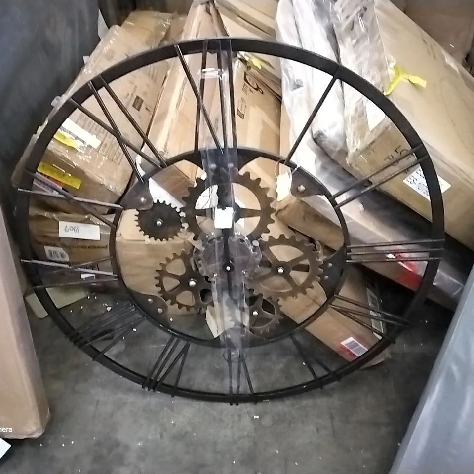 BOXED DESIGNER BLACK RUSTIC ROUND WALL CLOCK