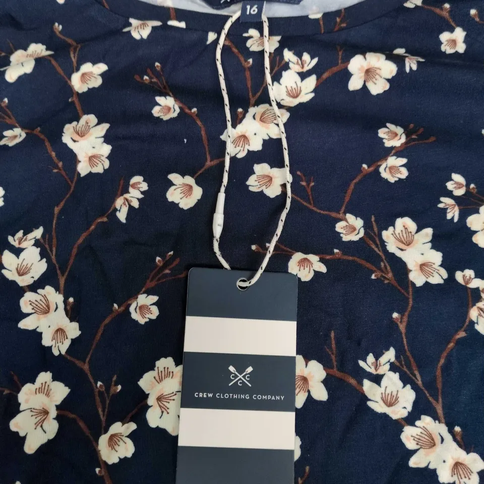 CREW CLOTHING COMPANY PRINTED T-SHIRT NAVY FLORAL, WOMEN'S, SIZE 16