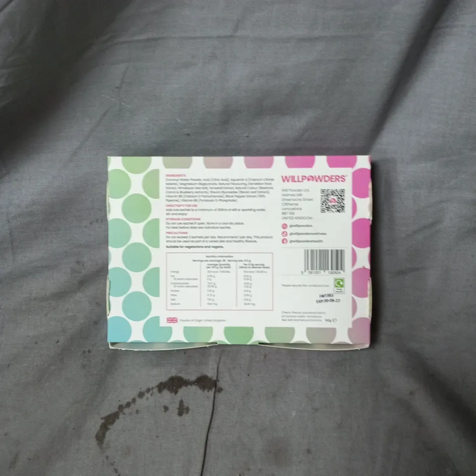 WILLPOWDERS ELECTROLYTE HYDRATION SACHETS – CHERRY FLAVOUR X 28 SACHETS